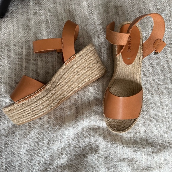 Soludos Brown Espadrille Wedge Sandals - Picture 1 of 4